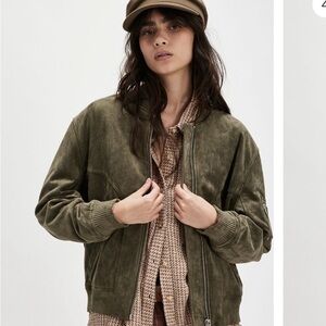 Blank NYC Green Corduroy Bomber Jacket